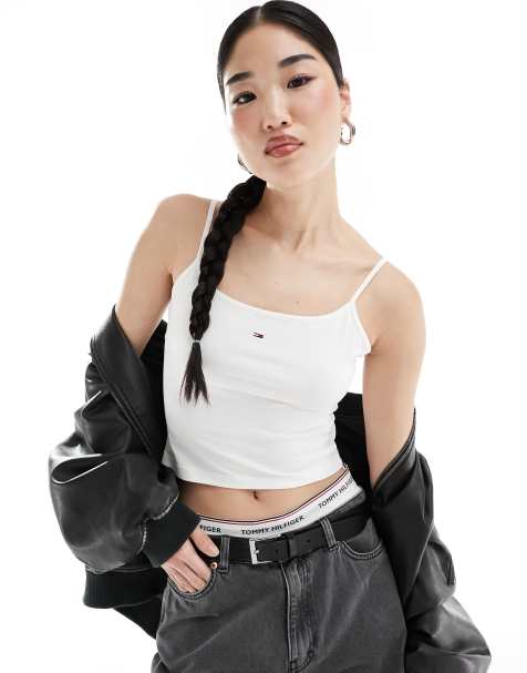 Tommy Jeans - Essential - Top corto con spalline sottili bianco - view 1