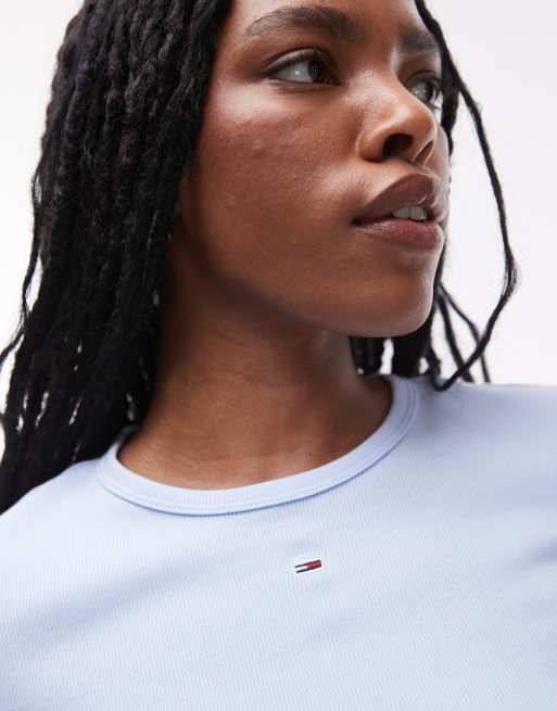 Tommy Jeans – Essential – Vita, blå och smala t-shirts, 2-pack t-shirt, 3 av 4