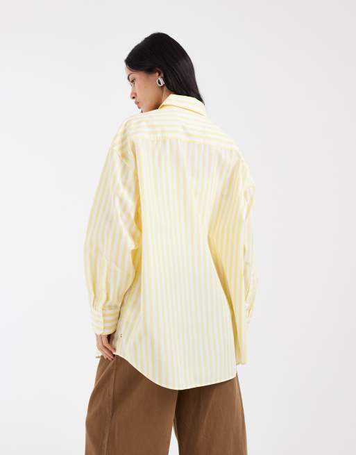 Tommy Jeans Essential – Żółta koszula oversize w paski, 4 z 4