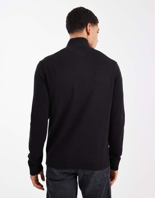 Tommy Jeans Essentials 1/4 zip jumper in black, 3 of 5
