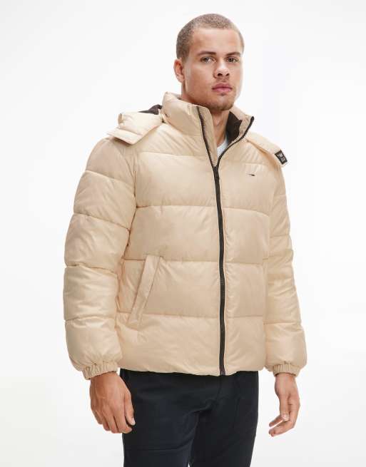 Tommy Jeans - Essentials - Gewatteerd jack met capuchon in stone