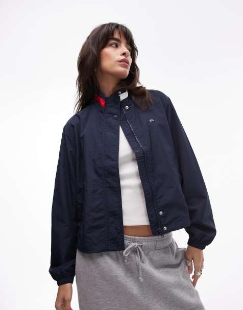 Tommy Jeans essentials lightweight jacket in navy with flag collar - view 1