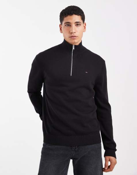 Tommy Jeans – Essentials – Pullover in Schwarz mit kurzem Reißverschluss - view 1