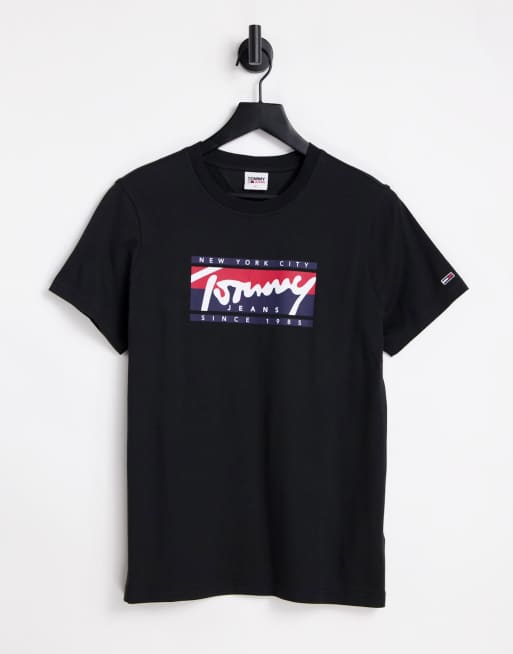 Tommy Jeans - Essentials - Slim fit T-shirt met geschreven logo in zwart