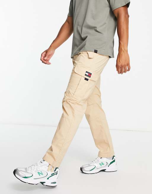 Tommy Jeans – Ethan – Cargohose in Beige mit geradem Schnitt