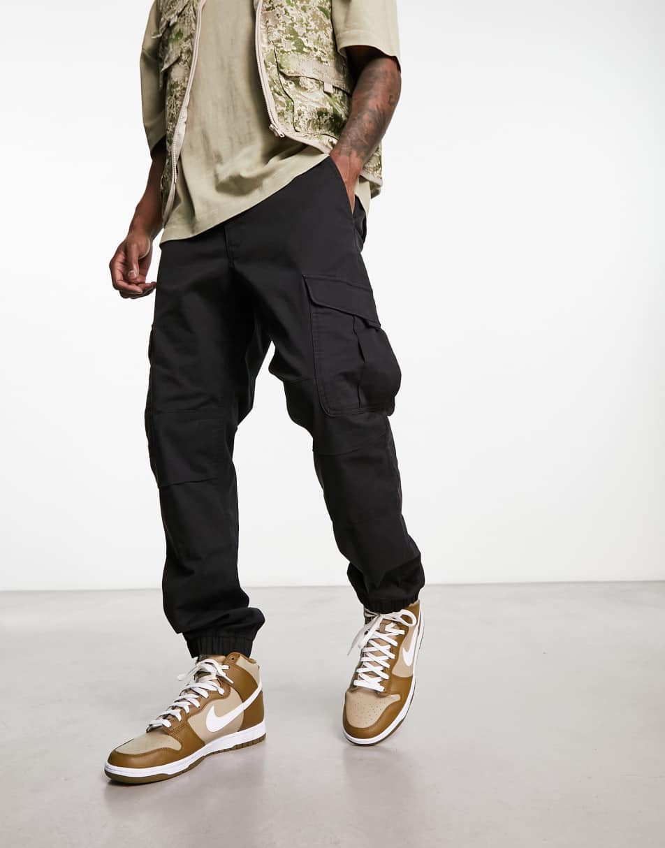 Tommy Jeans Ethan washed twill cargo trousers in black