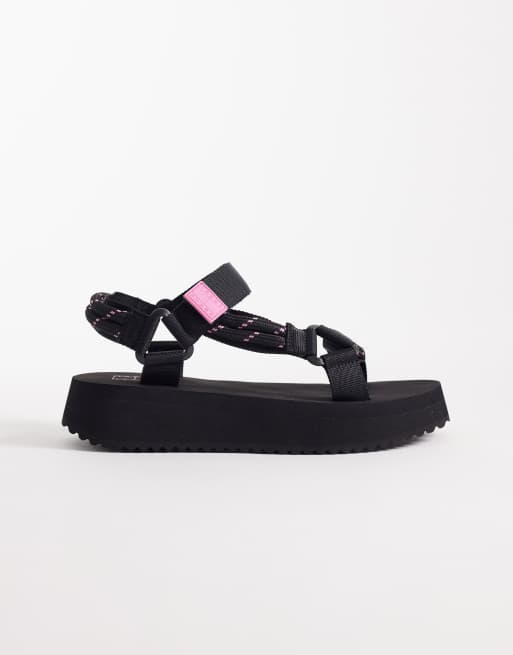 Tommy Jeans - Eva - Sandali neri con suola spessa e dettagli in corda