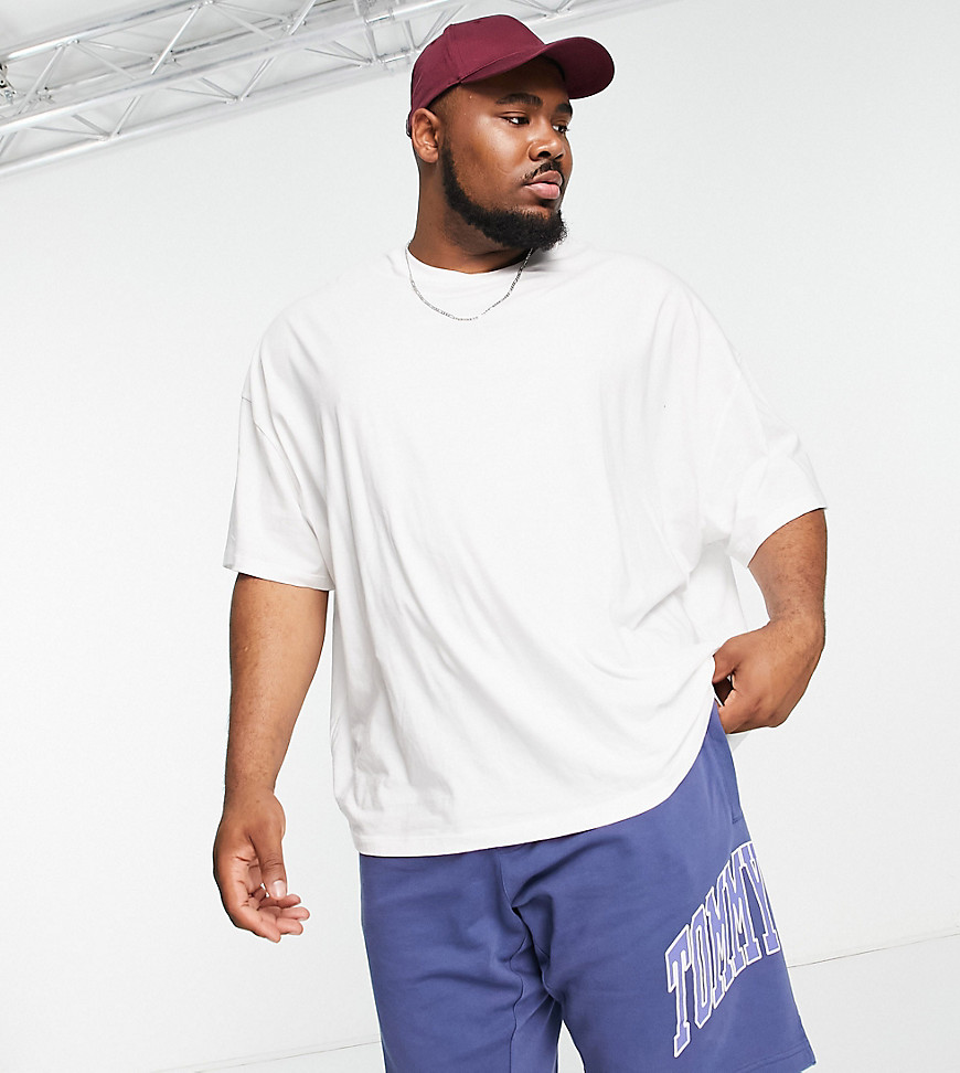 tommy jeans exclusive collegiate capsule big & tall cotton sweat shorts in blue - mblue