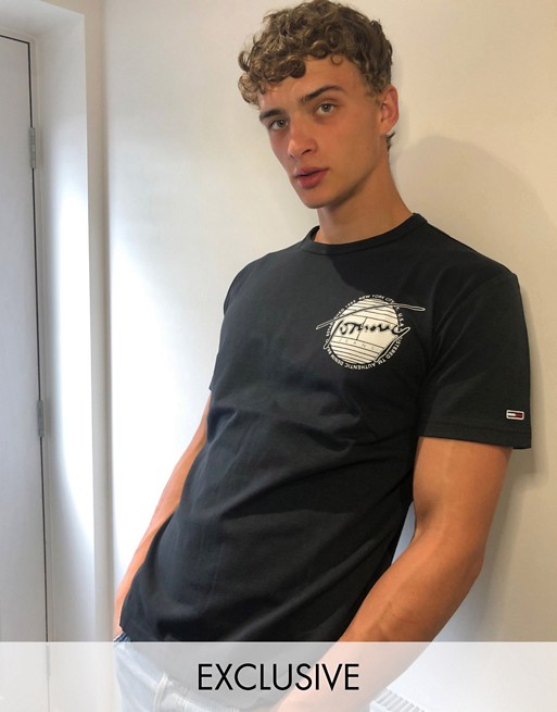 Tommy Jeans Exclusive to Asos t-shirt circular logo front and back print in black