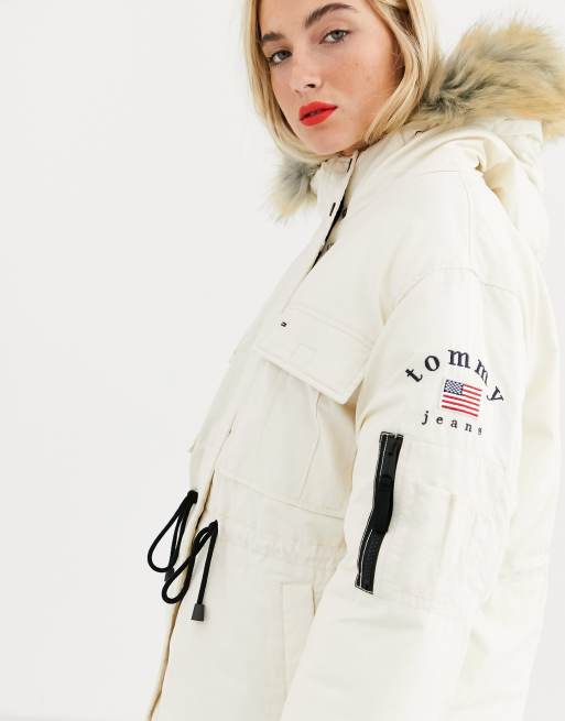 Tommy jeans expedition store coat with drawstring waist