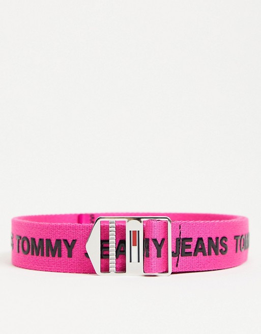 Tommy Jeans explorer logo belt in pink