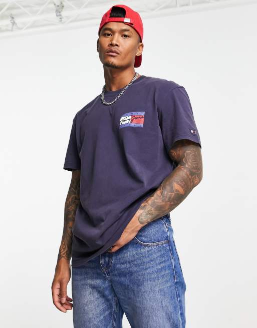 Tommy Jeans faded flag logo back print t-shirt in navy, 2 of 4