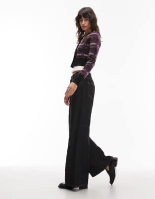 Tommy Jeans Fairisle Logo Cardigan In Black