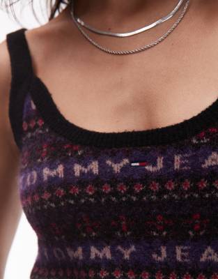Tommy Jeans Fairisle Logo Knit Top In Black