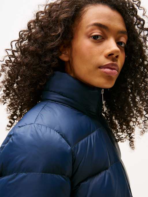Tommy Jeans Faux Faur Hooded Down-Filled Fitted Jacket in Blue, 2 of 4