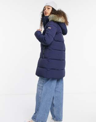 tommy jeans faux fur hood puffer coat