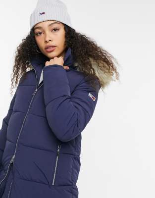 tommy jeans faux fur hood puffer coat