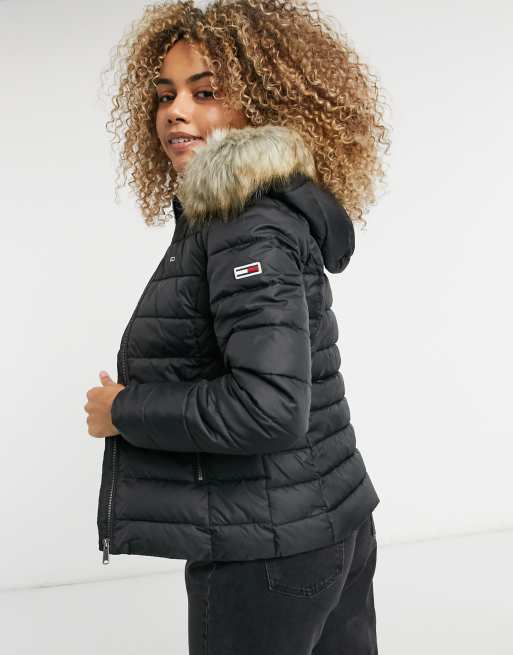 Tommy jeans faux on sale fur hooded parka