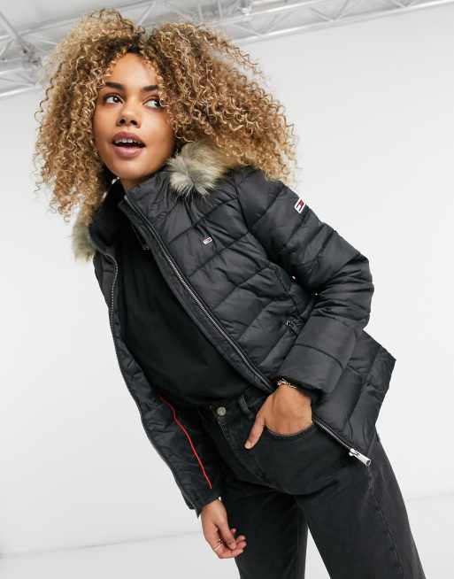 Tommy jeans faux fur hood puffer shop coat