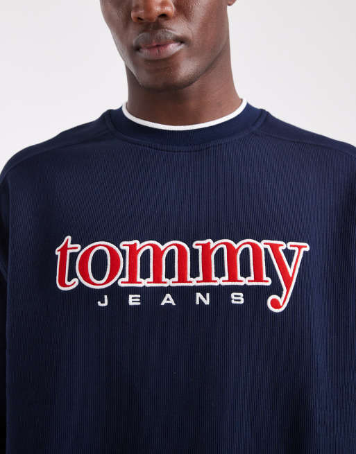 Tommy Jeans - Felpa blu navy con logo applicato anni '90, 5 di 5