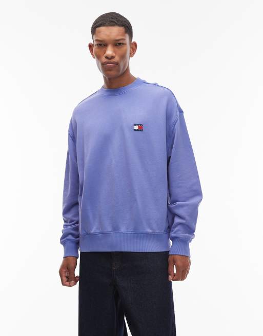 Tommy Jeans - Felpa blu slavato con stemma