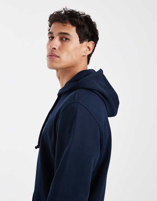 Tommy Jeans - Felpa con cappuccio blu navy con grafica logo sfumata al centro , 4 di 5