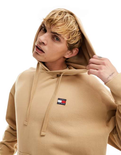 Tommy Jeans - Felpa con cappuccio comoda color sabbia con logo piccolo