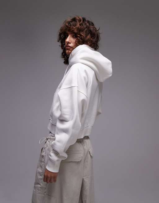 Tommy Jeans - Felpa con cappuccio squadrata con chiusura con zip bianca, 2 di 4
