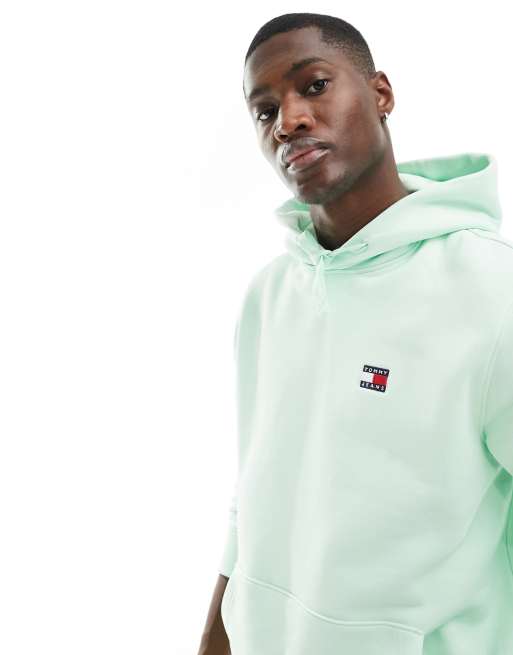 Tommy Jeans - Felpa con cappuccio vestibilità classica verde con stemma del logo