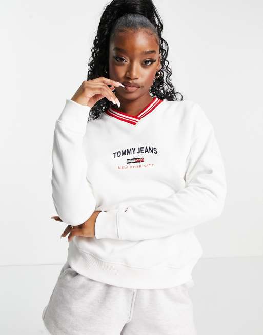 Tommy Jeans - Felpa con logo, colore bianco
