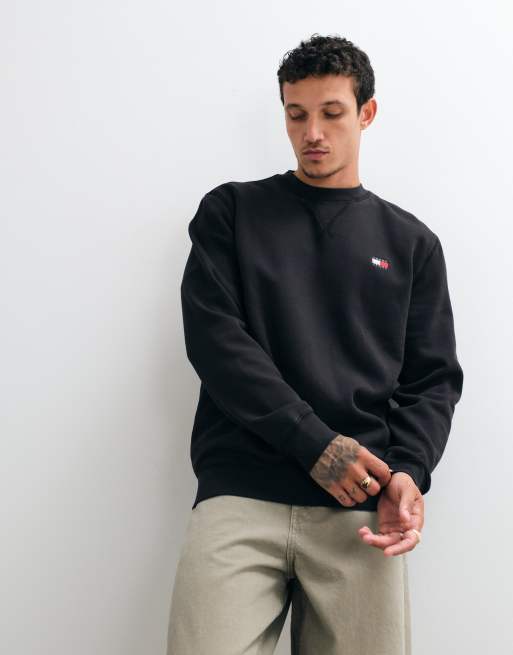 Tommy Jeans felpa girocollo nera con logo badge, 2 di 5