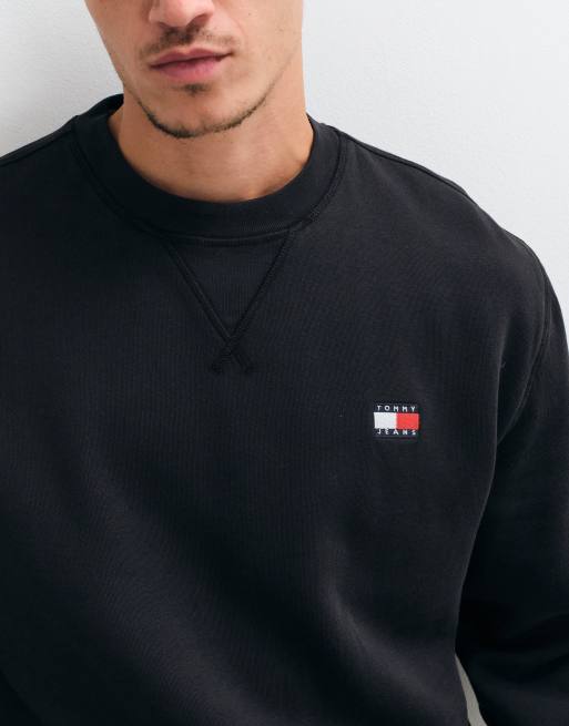 Tommy Jeans felpa girocollo nera con logo badge, 4 di 5