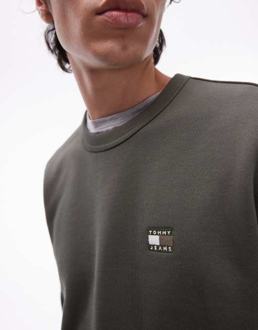 Tommy Jeans - Felpa kaki vestibilità classica con stemma, 5 di 5