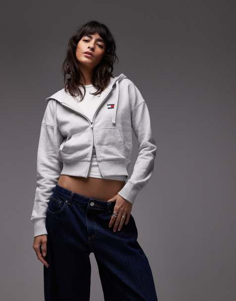 Tommy Jeans - Felpa squadrata con cappuccio e chiusura con zip grigia - view 1