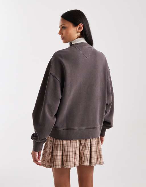 Tommy Jeans - Felpa squadrata sbiadita marrone slavato, 3 di 4
