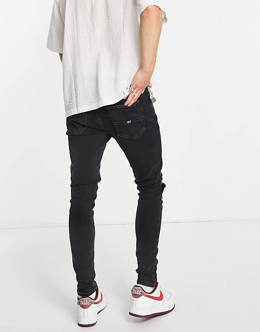 Tommy Jeans finley cotton blend super skinny jeans in black - BLACK | ASOS