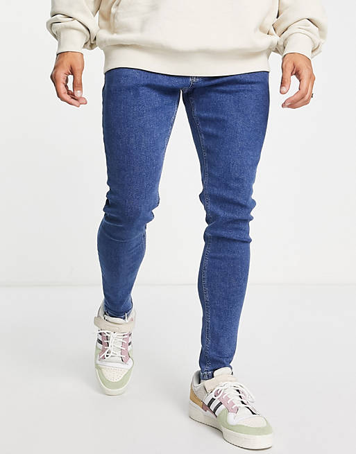 kleur dienblad hout Tommy Jeans Finley cotton blend super skinny jeans in blue - MBLUE | ASOS