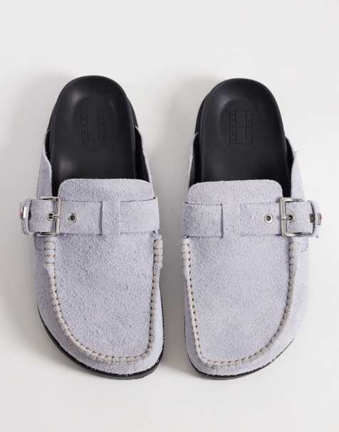 Tommy Jeans – Flache Mules aus echtem Wildleder in Hellblau - view 1