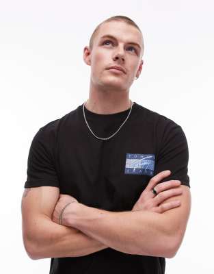 Tommy Jeans Flag Back Print Graphic T-shirt In Black