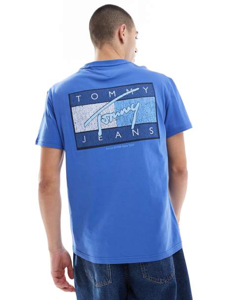 Tommy Jeans flag back print graphic t-shirt in blue - view 1