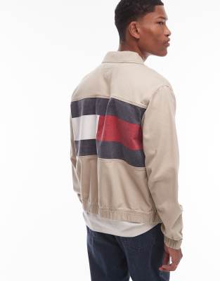 Tommy Jeans Flag Backprint Workwear Jacket-brown In Neutral