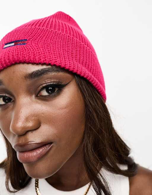 tommy hilfiger pink beanie