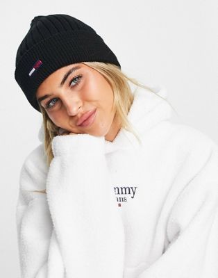Tommy Jeans flag beanie in black