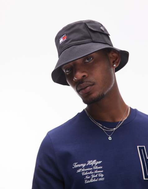 Tommy Jeans flag bucket hat in black - view 1