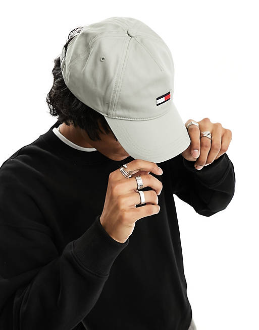 Tommy Jeans flag cap in light gray | ASOS