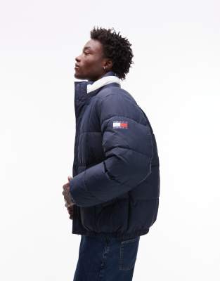 Tommy Jeans Flag Collar Puffer Jacket In Blue