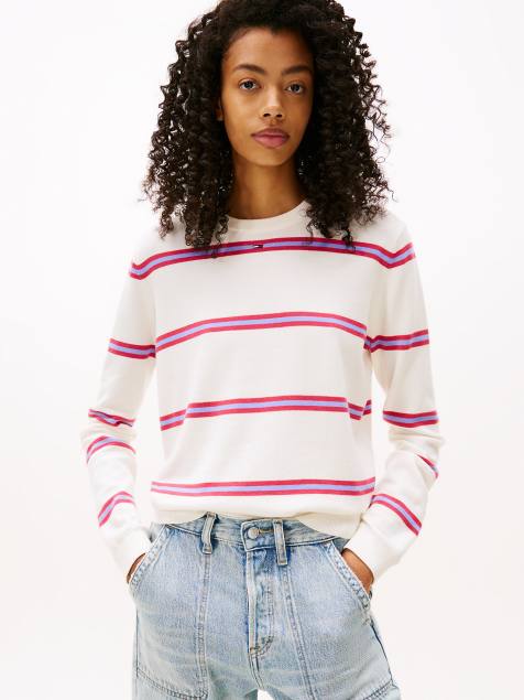 Tommy Jeans Flag embroidery crew neck jumper in solid - view 1