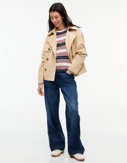 Tommy Jeans Flag embroidery jersey long sleeve t-shirt in off white / rwb stripe, 2 of 6