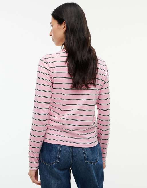 Tommy Jeans Flag embroidery jersey long sleeve t-shirt in pink sugar / stripe, 4 of 6