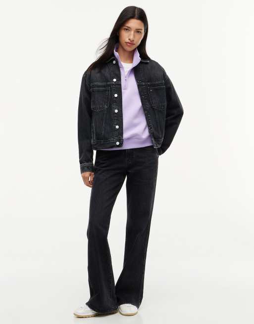 Tommy Jeans Flag embroidery quarter-zip sweatshirt in lavender punch, 2 of 6